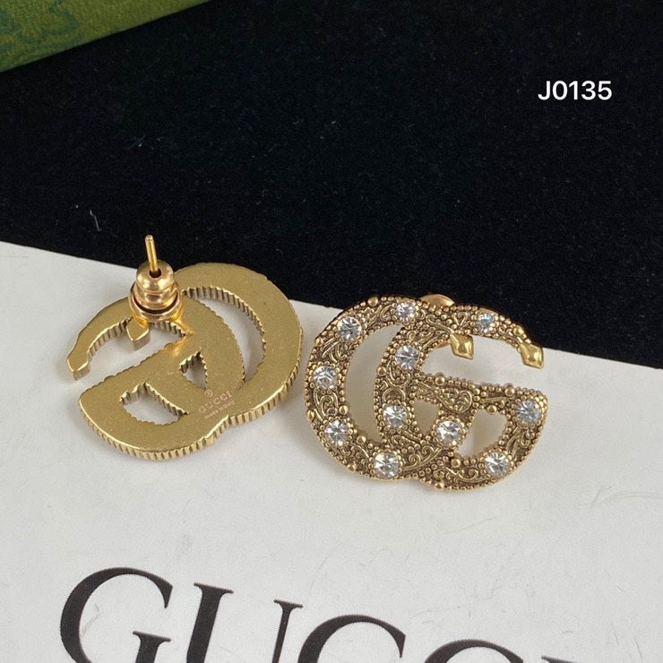 2025 Fashion Embossed Rhinestone Double Stud Earrings