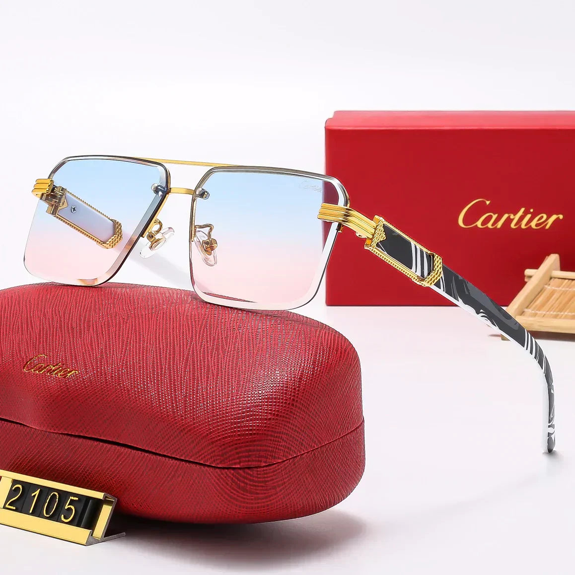 2025 Square stylish frameless sunglasses 2105