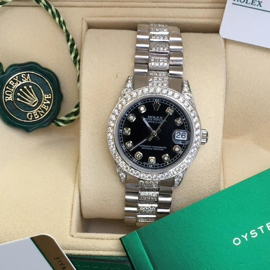 2026 Watch Datejust 31mm Midsize Stainless Steel Diamond Dial Lugs Gold Bezel