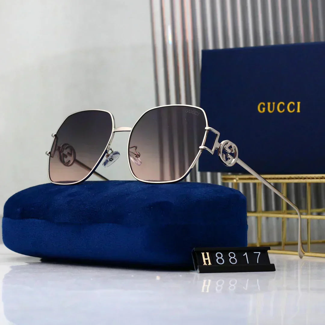 2025 Schlichte ovale Sonnenbrille mit Metallrahmen