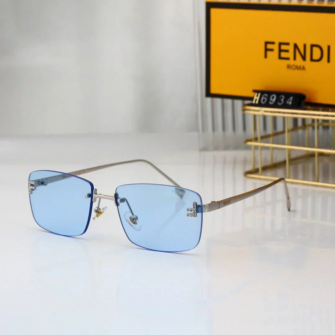 2025 Diamantbesetzte quadratische randlose Sonnenbrille
