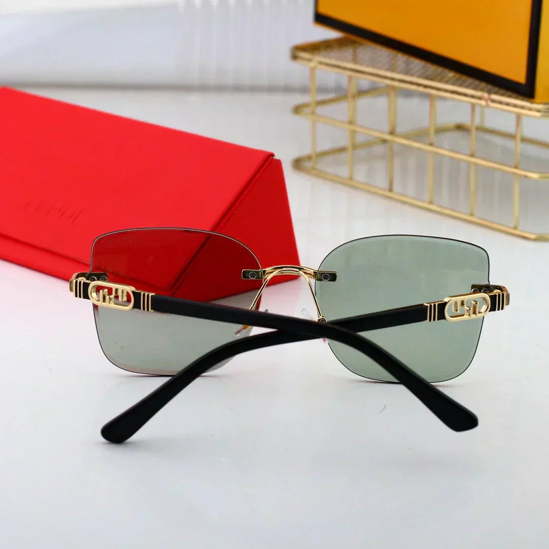 2025 Polygonale randlose Sonnenbrille mit scharf geschnittenen Kanten