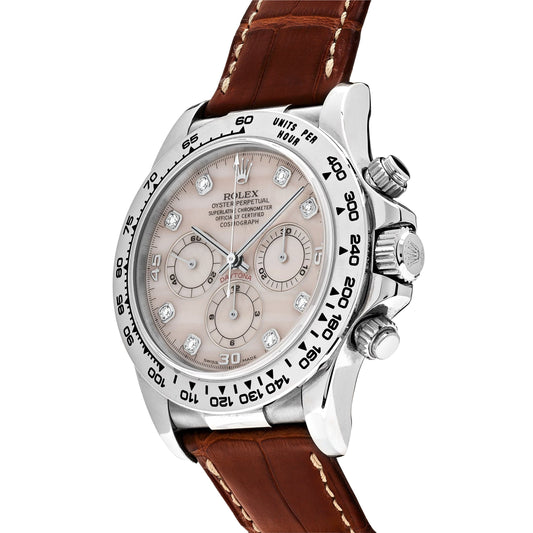 2025 Watch Daytona 116519 White Gold Rose Mother of Pearl Diamond Dial