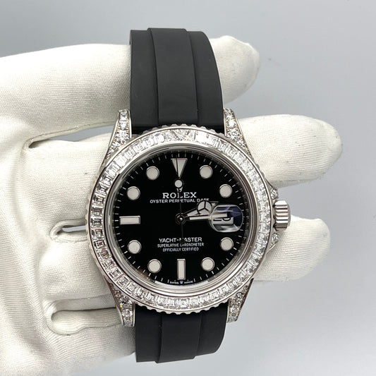 2025 Watch Yacht-Master 226679TBR White Gold Black Dial Diamond Bezel