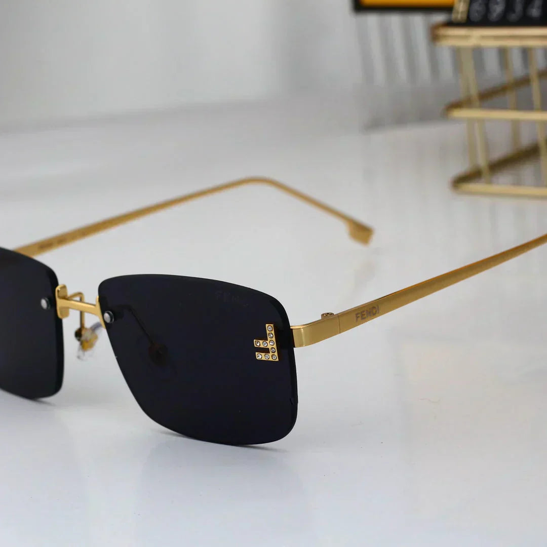 2025 Diamond-studded square frameless sunglasses