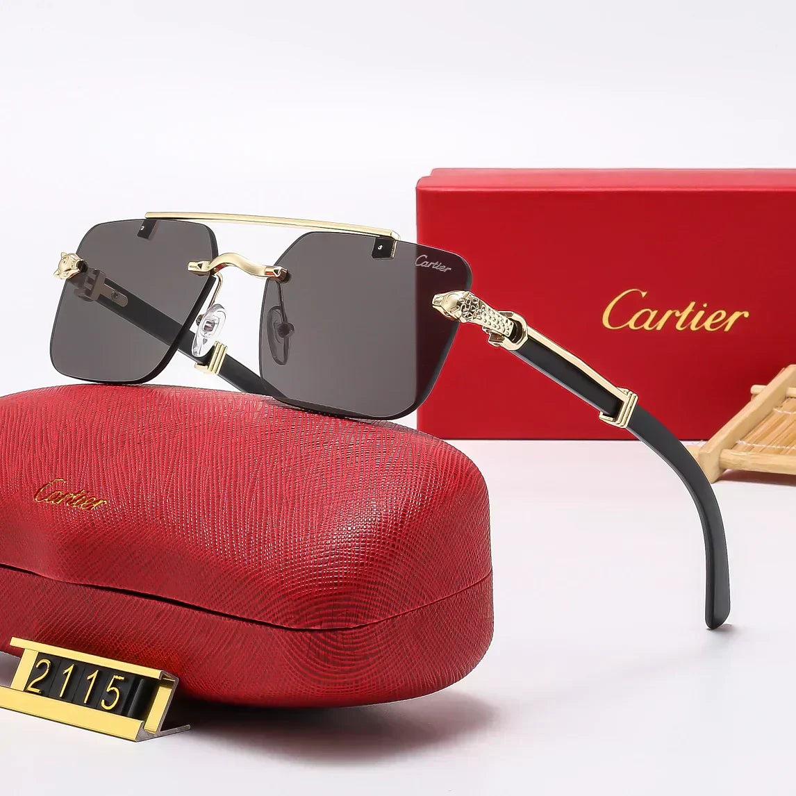 2025 Frameless leopard sunglasses 2115