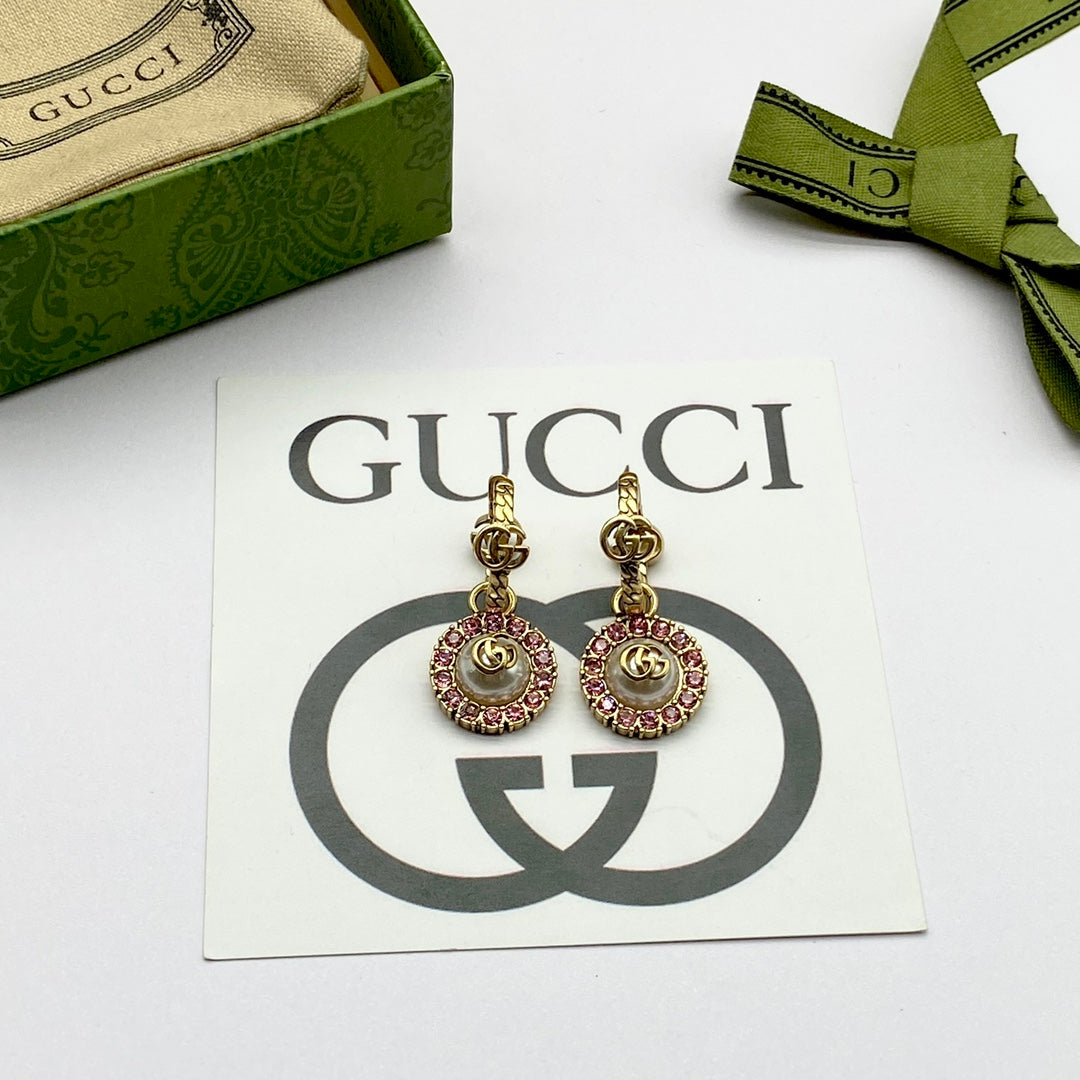 2025 Vintage double rhinestone round earrings