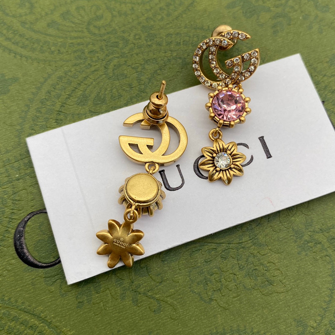 2025 Fashion Double Flower Pendant Earrings