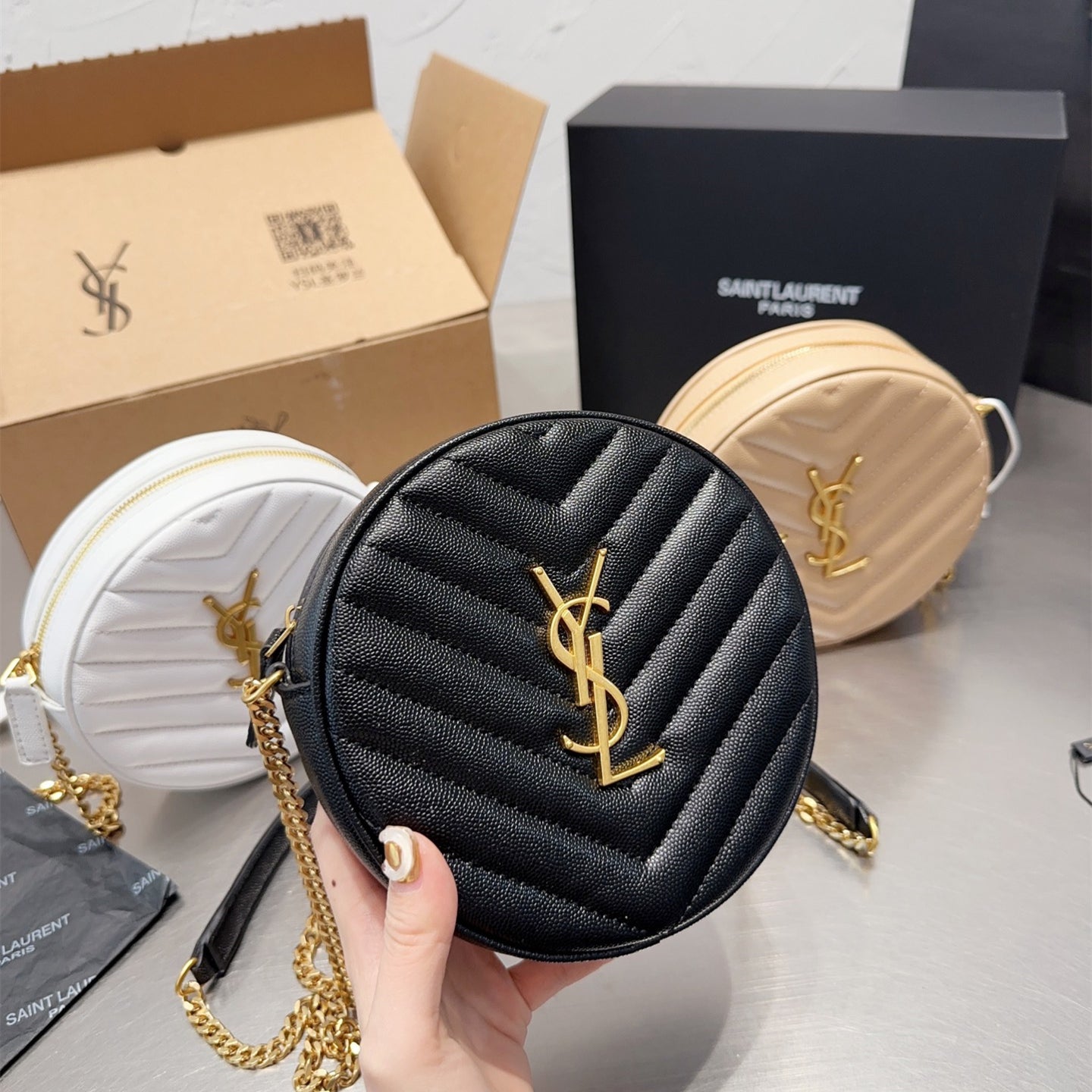 2025 Bag Fashion Ringer round cake leather bag