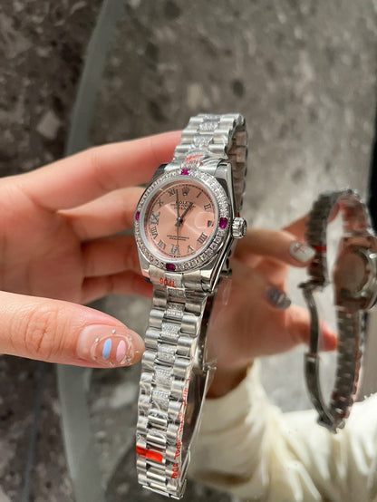 2026 Log Watch Series Classic Women's Edition Solid Steel Band - Original Push-Down Buckle Imported Movement Highly Recommended Design Exudes Unique Nobility and Elegant Goddess Aura!