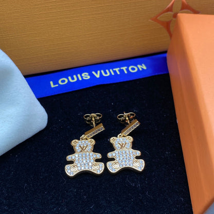 2025 Full Diamond Bear Drop Earrings