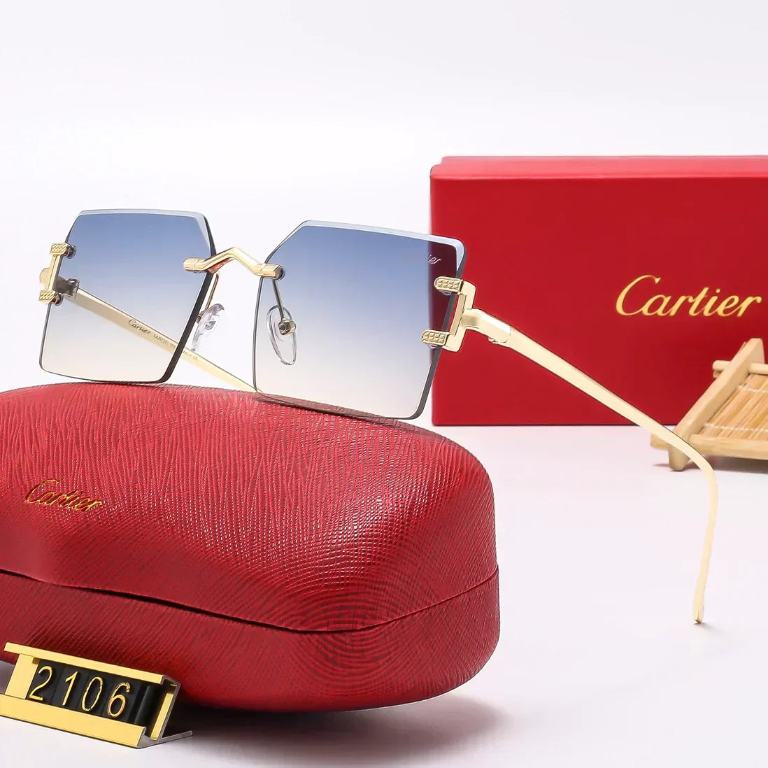 2025 Square stylish frameless sunglasses 2106