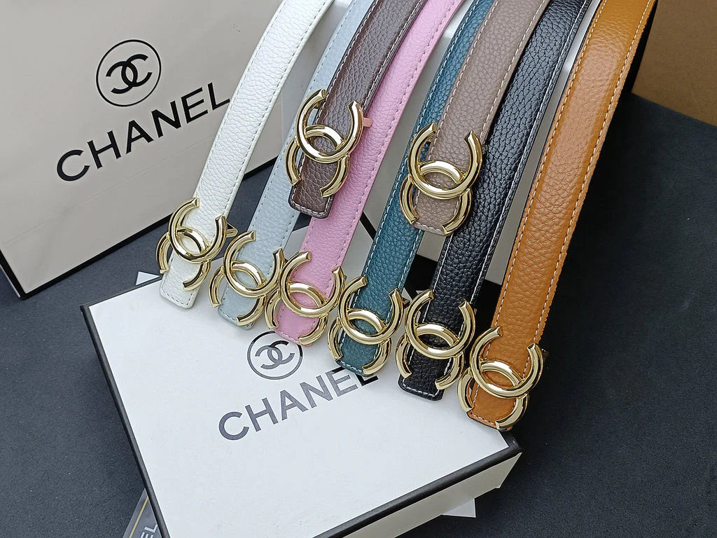 2025 8 Colors  double C multi-color lychee leather belt