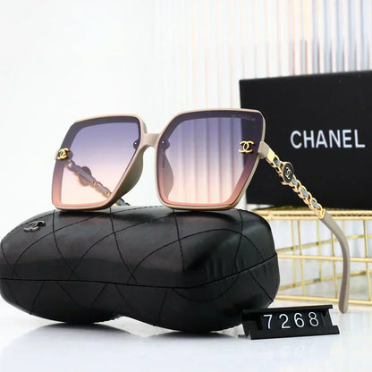 2025 Trendy large frame metal chain sunglasses