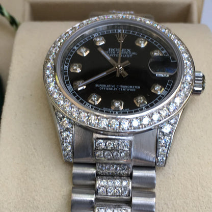 2026 Watch Datejust 31mm Midsize Stainless Steel Diamond Dial Lugs Gold Bezel