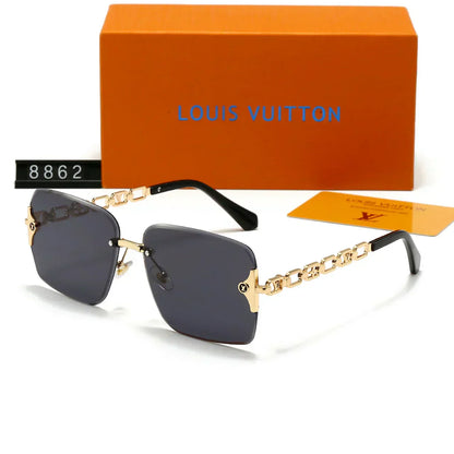 2025 Rahmenlose Sonnenbrille mit großem Metallgestell