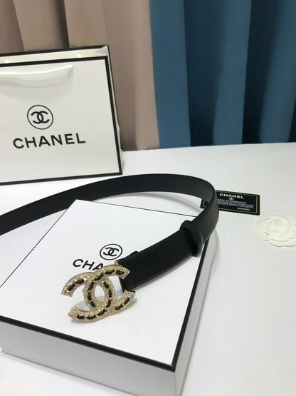 2025 belt Calfskin metal letter buckle belt, width 3.0mm