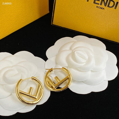 2025 3 Sizes of F Hoop Golden Earrings