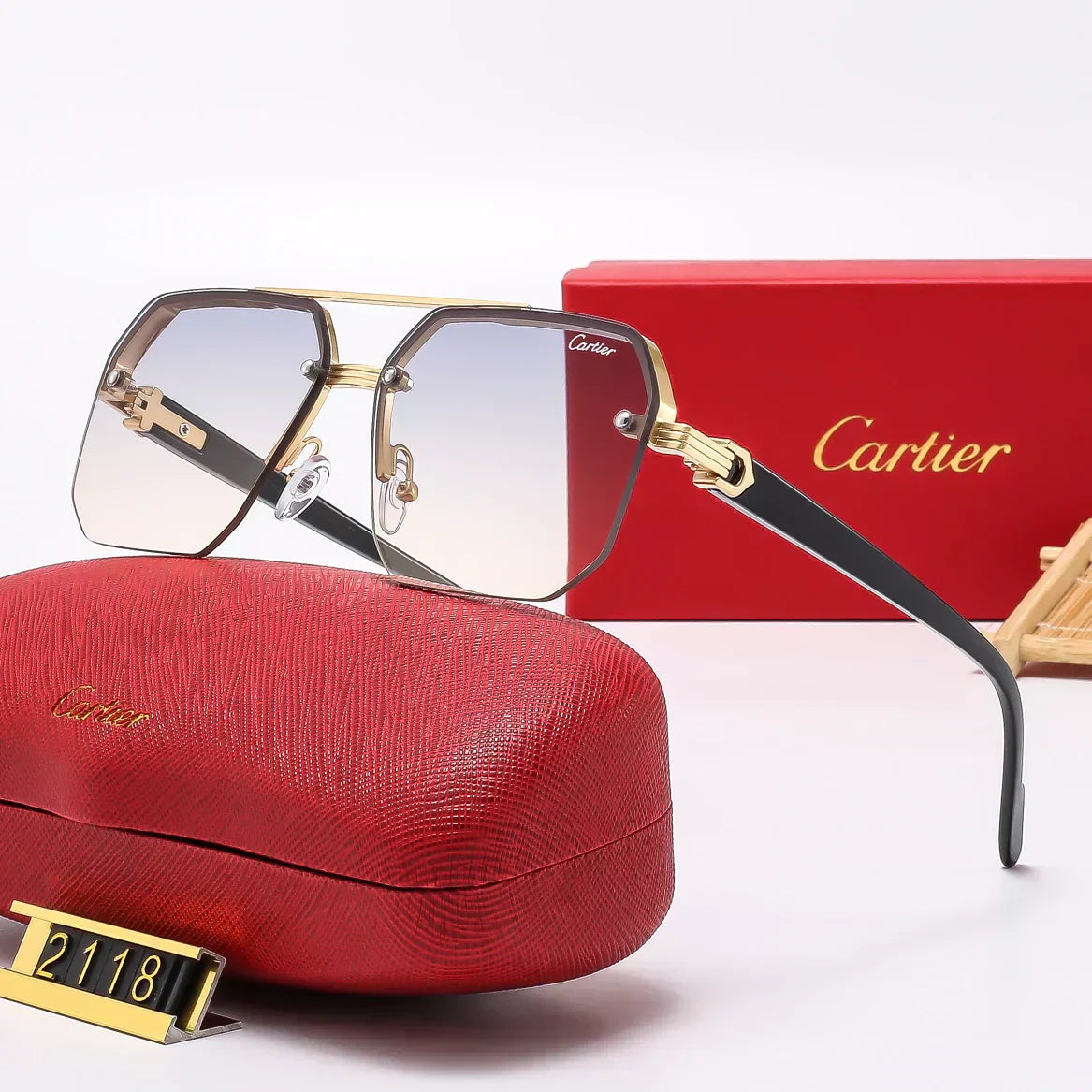 2025 Frameless leopard sunglasses 2115