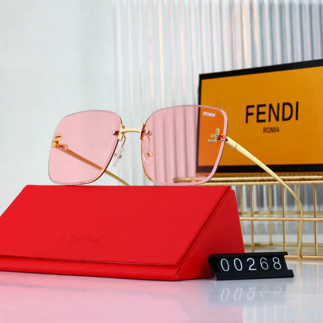 2025 Sunglasses  Large frame rimless metal sunglasses