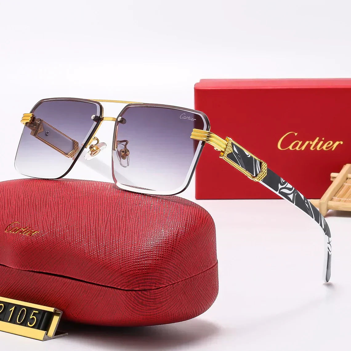 2025 Square stylish frameless sunglasses 2105