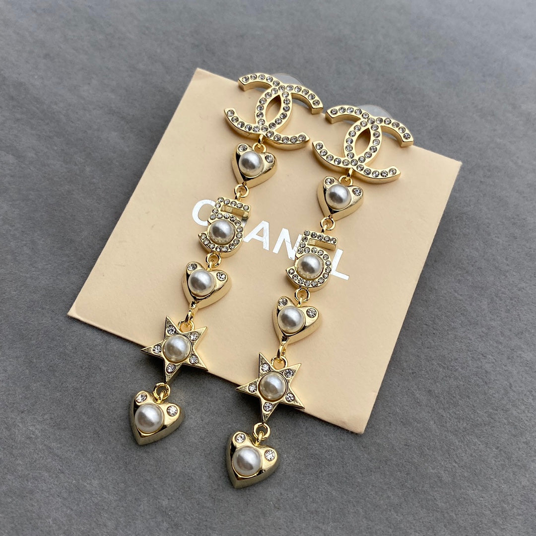 2025 Heart Star Element Pearl Earrings