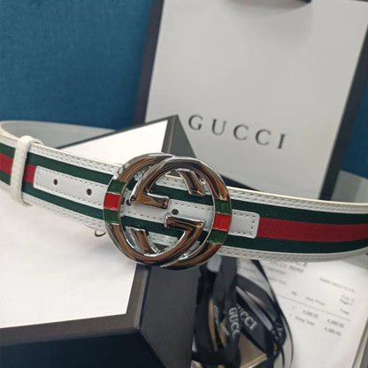 2025 3 Colors  Double G Stripe Leather Belt