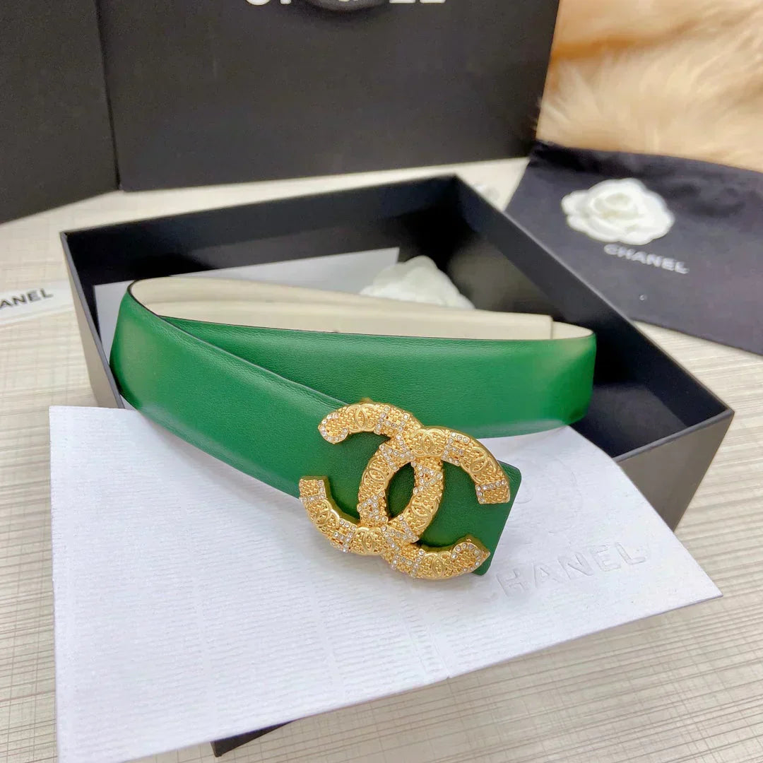 2025 Double-sided imported top layer calfskin plain weave belt Classic brick inlaid