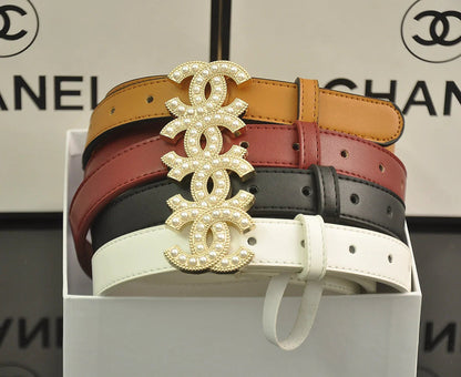 2025 4 Colors fashion double C pearl belt