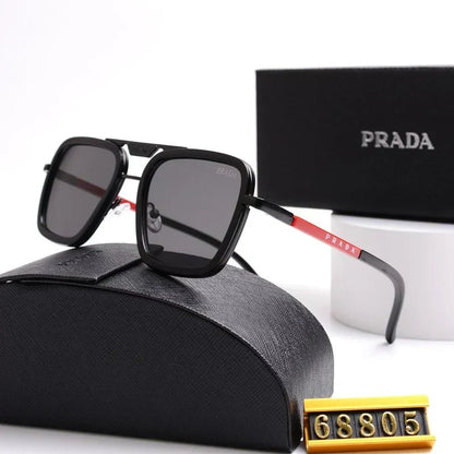 2025 Unisex Double Bridge Metal Square Sunglasses 68805