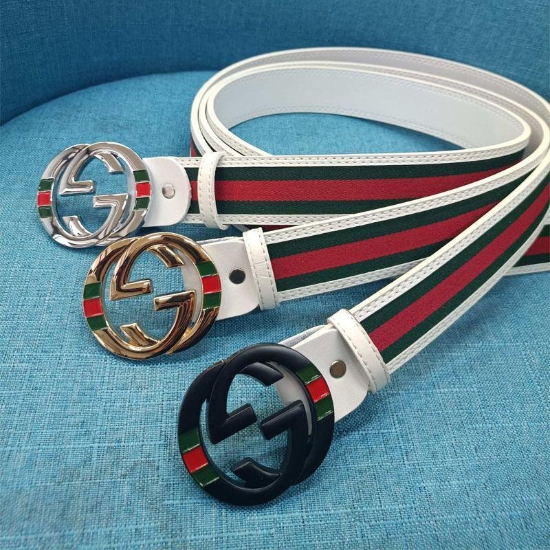 2025 3-farbiger Gürtel aus Leder mit doppeltem G