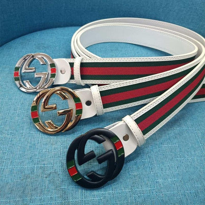 2025 3-farbiger Gürtel aus Leder mit doppeltem G
