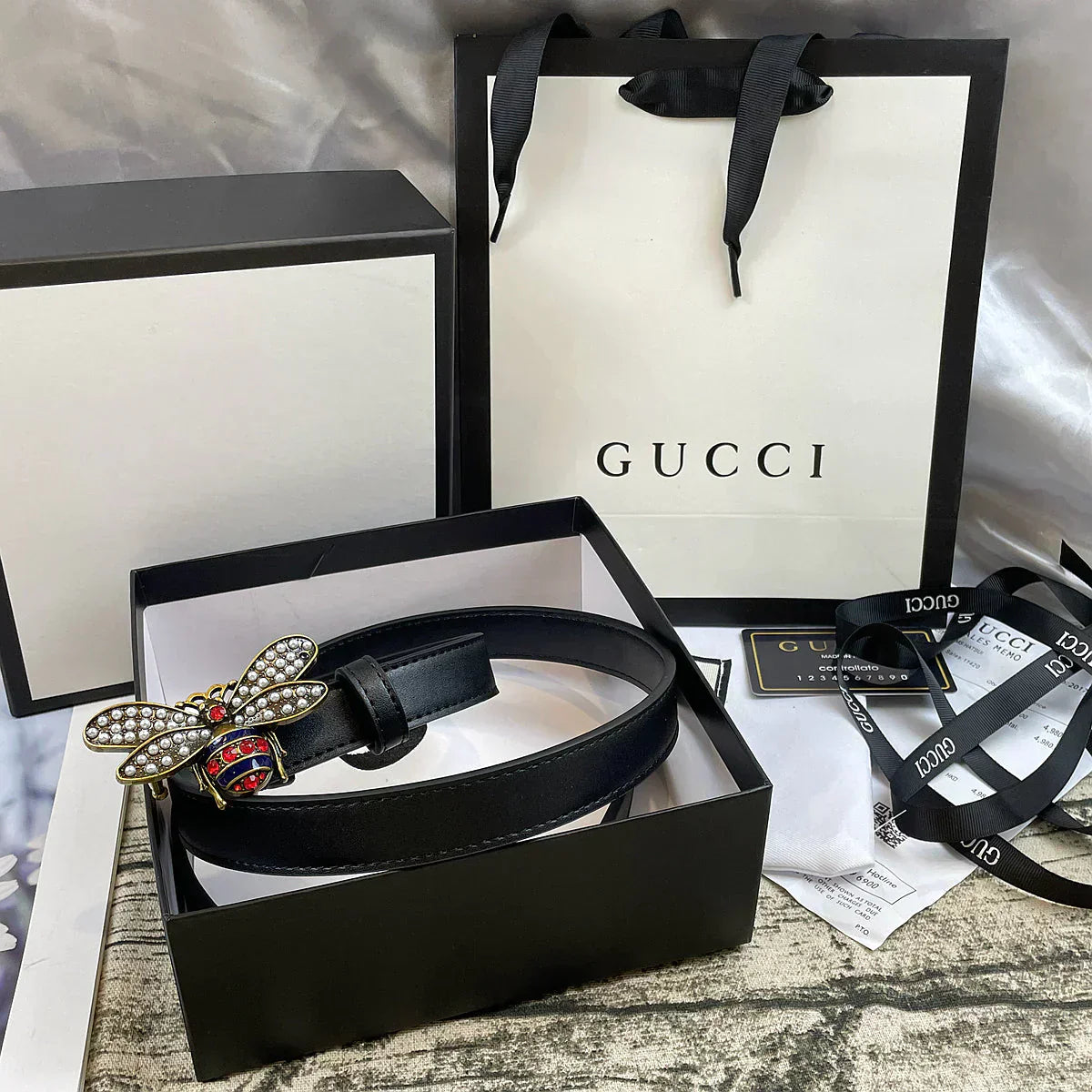 2025 belt 4 Colors  bee lychee pattern double-sided belt