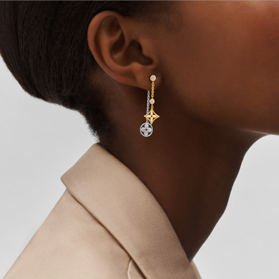 2025 3 Color Flower Diamond Earrings