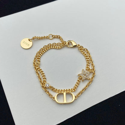 2025 Diamond Star Double Bracelet Necklace Set