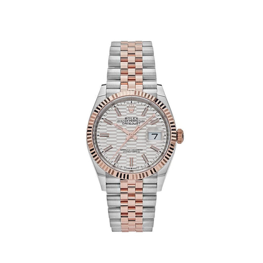 2025 Watch Datejust 126231 Rose Gold Stainless Steel Silver Fluted Motif Dial