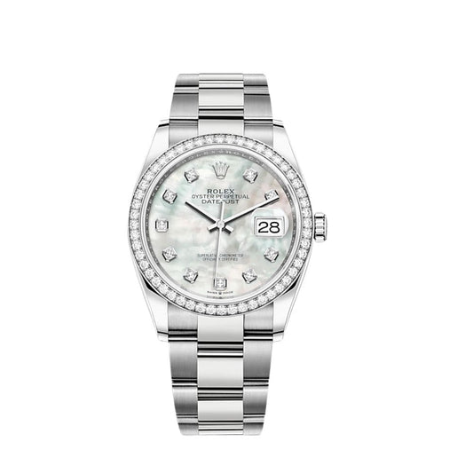 2025 Watch Datejust 126284RBR Stainless Steel White Gold Mother of Pearl Dial