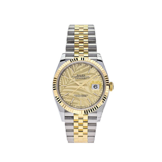 2025 Watch Datejust 126233 Stainless Steel Yellow Gold Palm Motif Dial Jubilee