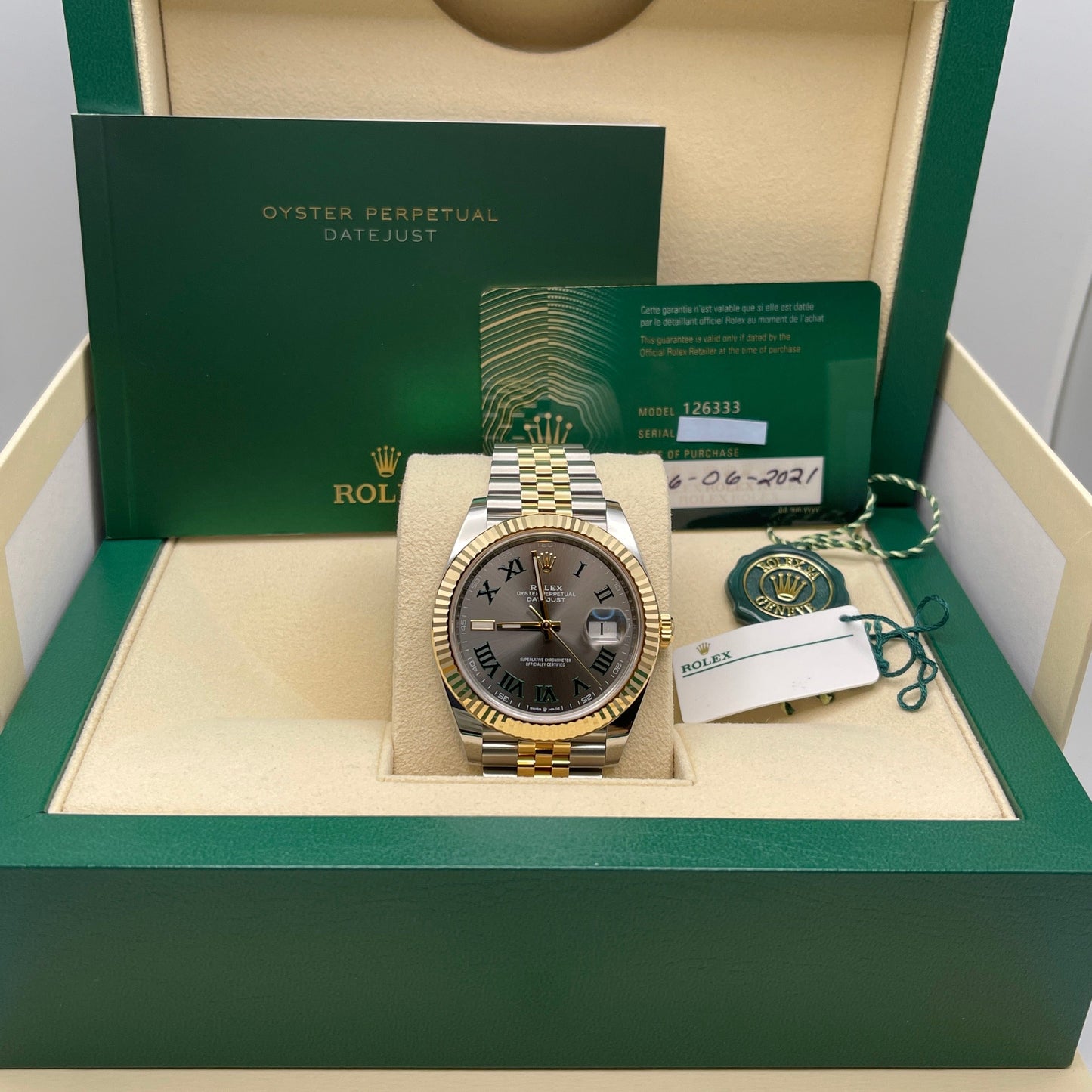 2025 Watch Datejust 126333 'Wimbledon' Yellow Gold Stainless Steel Slate Jubilee