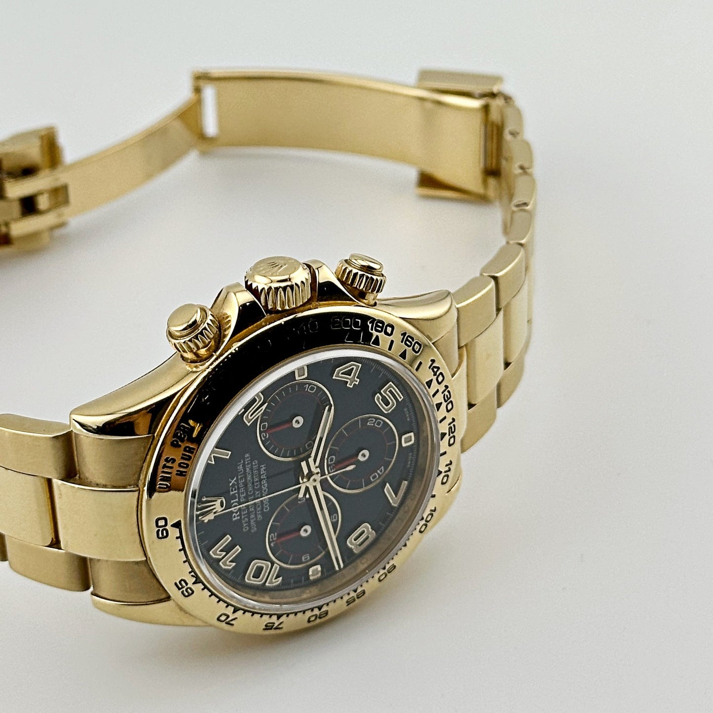 2025 Watch Daytona 116508 Yellow Gold Blue Racing Arabic Dial