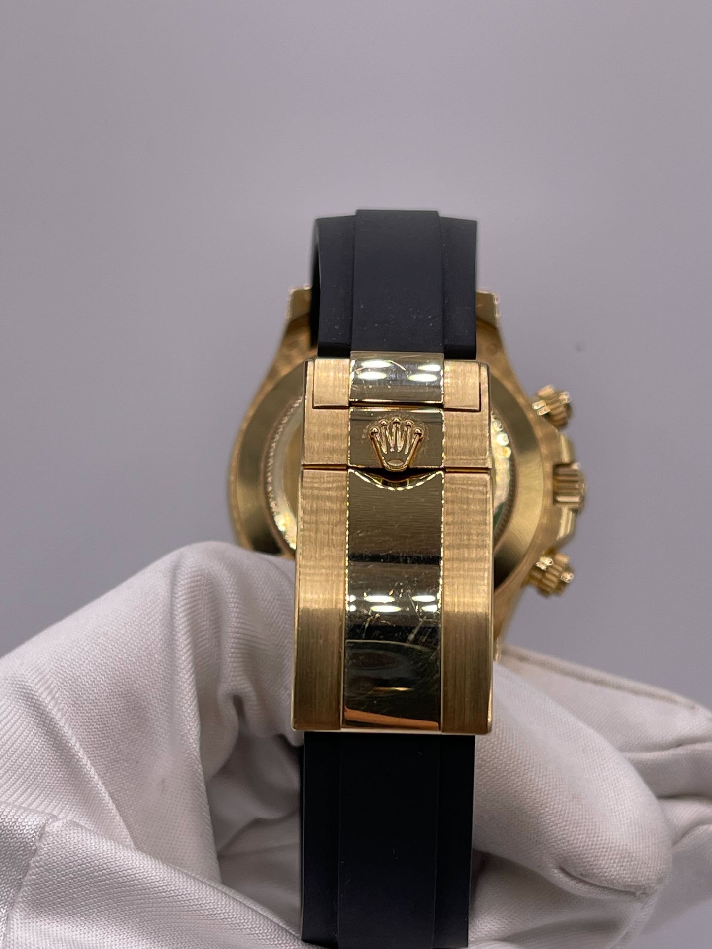 2025 Watch Daytona 116588SACO Yellow Gold Orange Sapphire Bezel Black Diamond Dial