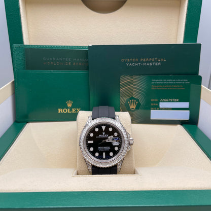 2025 Watch Yacht-Master 226679TBR White Gold Black Dial Diamond Bezel